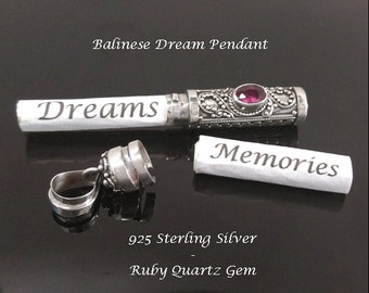 Balinese Dream Pendant Sterling Silver with Ruby Quartz Gemstone | Keepsake Jewelry, 925 Sterling Silver Pendant | Dream Pendant 08