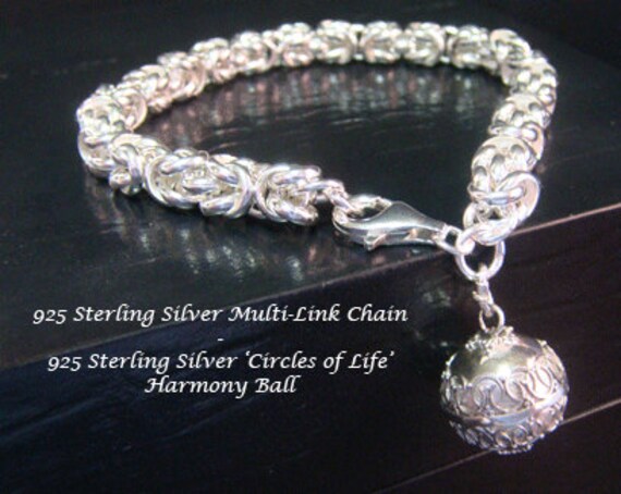 Harmony Ball Bracelet With 925 Sterling Silver Weave Link Chain