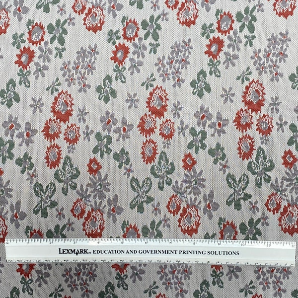 1 1/8 Yards of Vintage, Light Gray Floral, Double Knit Fabric, 62" Wide