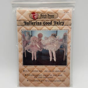 May include: A package featuring a sewing pattern for a ballerina doll. The pattern is labeled "Ballerina/Good Fairy" and includes instructions for a 21-inch jointed doll. The package also mentions full-size pattern pieces for costumes.
