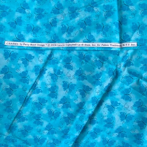 Laurie Campbell La-Di-Draw Inc pour Fabric Traditions, Charms, Patty Reed Design, Bleu Turquoise Ton sur Ton avec Papillons à partir de 2006 image 2