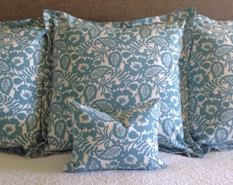 Euro Pillow Shams, Turquoise & White Floral