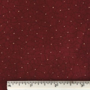 MODA Abundance Cotton Fabric Remnant: Dark Red Crackle Pin Dot, Quilting Sewing
