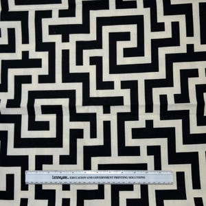 Richloom Solarium Maze Fabric, 45" Wide, Abstract Geometric Black Cream, Indoor Outdoor Home Decor, Modern Upholstery Material