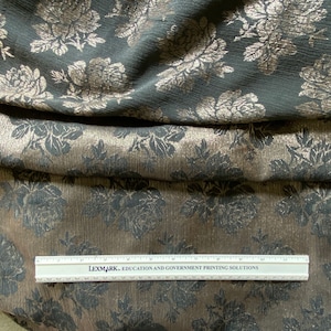 Pewter Black Damask Fabric: 54&quot; Floral Jacquard, Reversible Lightweight