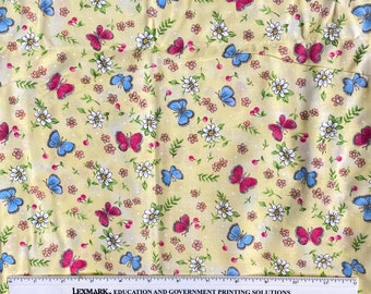 Fabric Traditions, 2005, Cotton, Yellow with Butterflies & Flowers, 44” wide