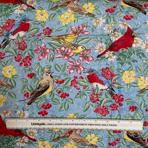 Fabric Traditions Songbirds Vintage 1999 Quilt Weight Cotton Fabric, 44" wide