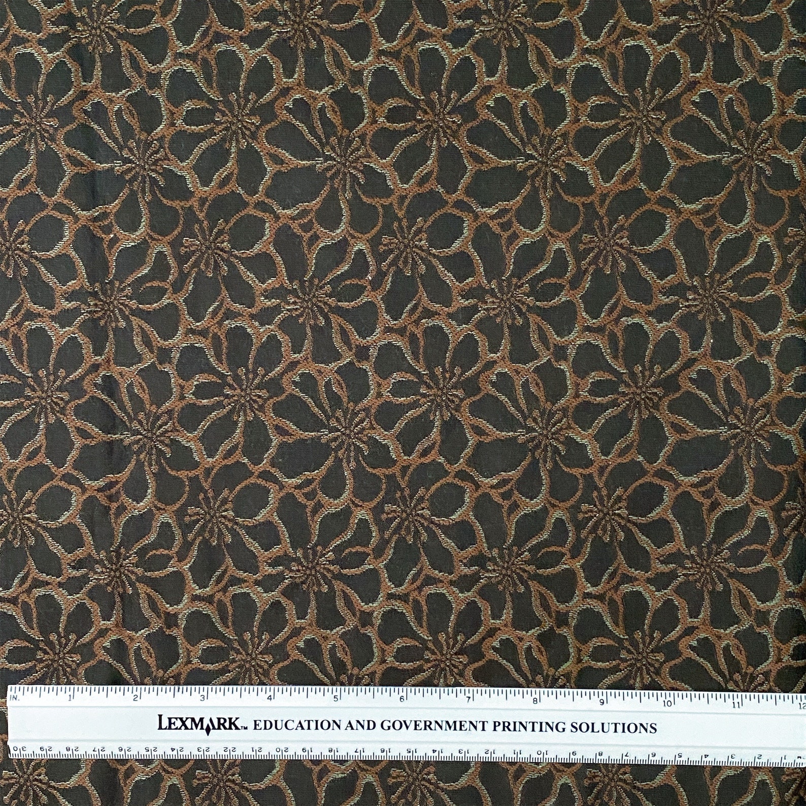 Satiny Textured Floral Brown Rust & Tan Fabric Remnant - Etsy