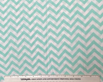 2 Yards of Silky, Green & Off-White Chevron Pattern Polyester Lining Type / Apparel Fabric, 42" wide