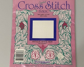 Zweigart Counted Cross Stitch Fabric 14 Count 15" x 18" Antique White 100% Cotton, #817, Vintage, NEW in PACKAGE