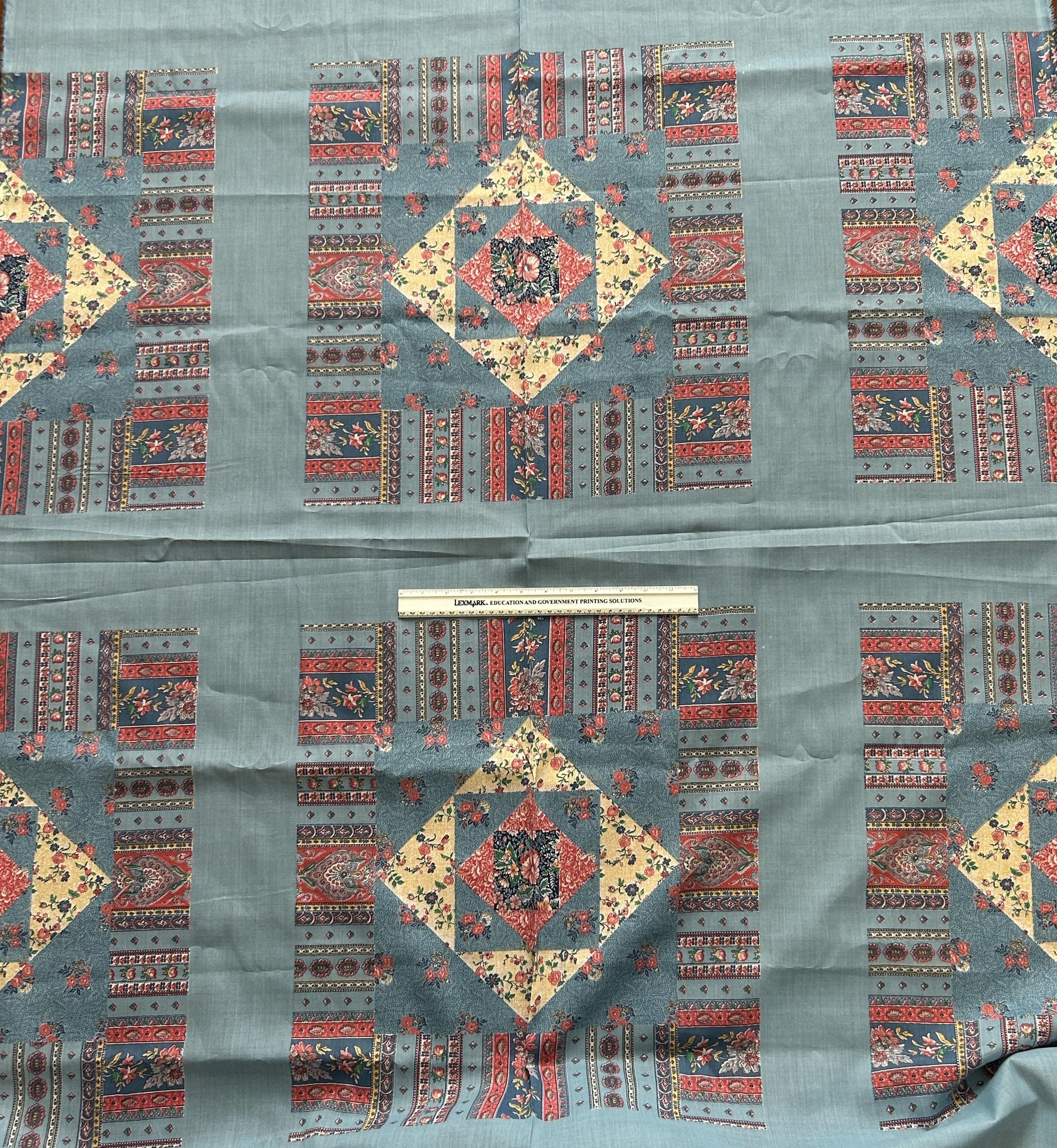 Cheater Panel VINTAGE 1980s Cheater Quilt Panels, Patchwork Pillow Fabric, 45” Wide ...