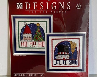 Vintage Let It Snow Ho Ho Ho Pair Duo Christmas Cross Stitch Kit SEALED New in Package