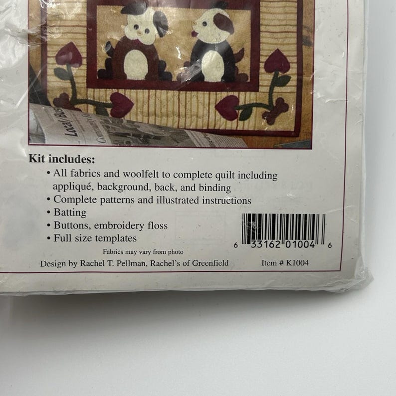 Puppy Love Wall Quilt Kit, Rachel’s of Greenfield K1004, 13x15 ...