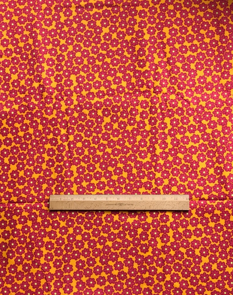 Red Pink Orange & Yellow Floral Cotton Fabric Etsy