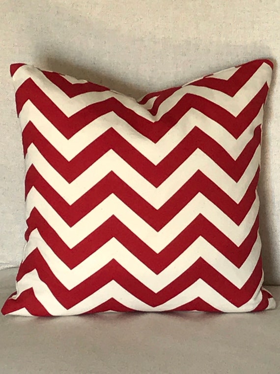 Red Chevron Throw Pillow: Modern Farmhouse Accent Cushion (14x14)