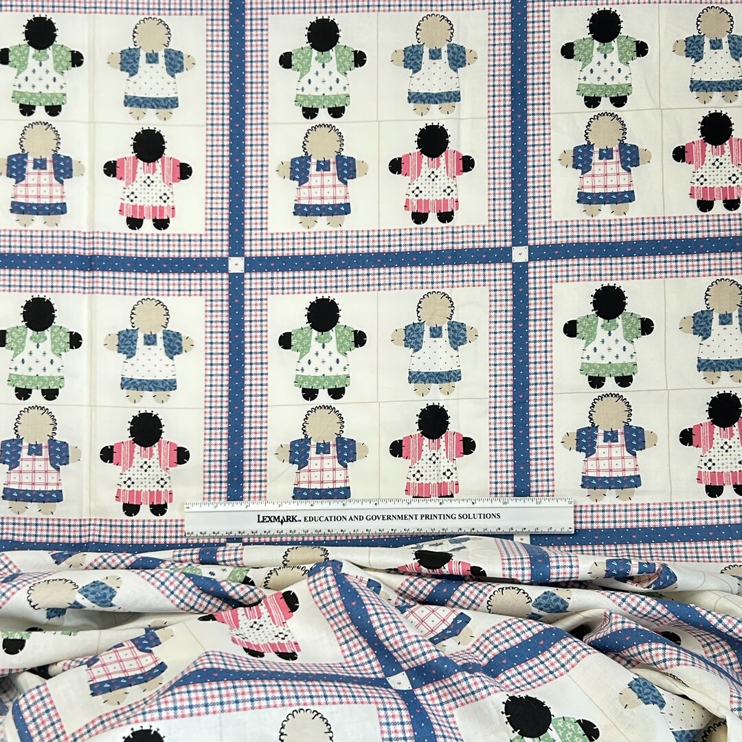 Panel Rag Quilt Vintage Faceless Rag Dolls Fabric Panels, Set of 5, 9