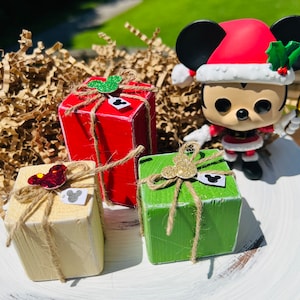 Disney Inspired Christmas Mouse Shaped Present Gifts Wooden Block Set Tiered Tray Decor