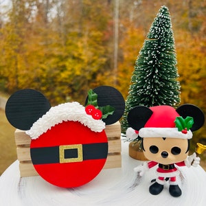 Disney Inspired Mouse Shaped Santa Christmas Holiday Tiered Tray Decor