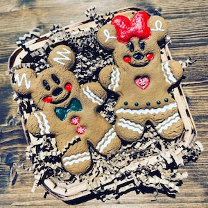 Disney Inspired Mouse Shaped Faux Gingerbread Cookie Set Tiered Tray Decor