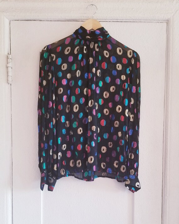 rainbow polka dot shirt