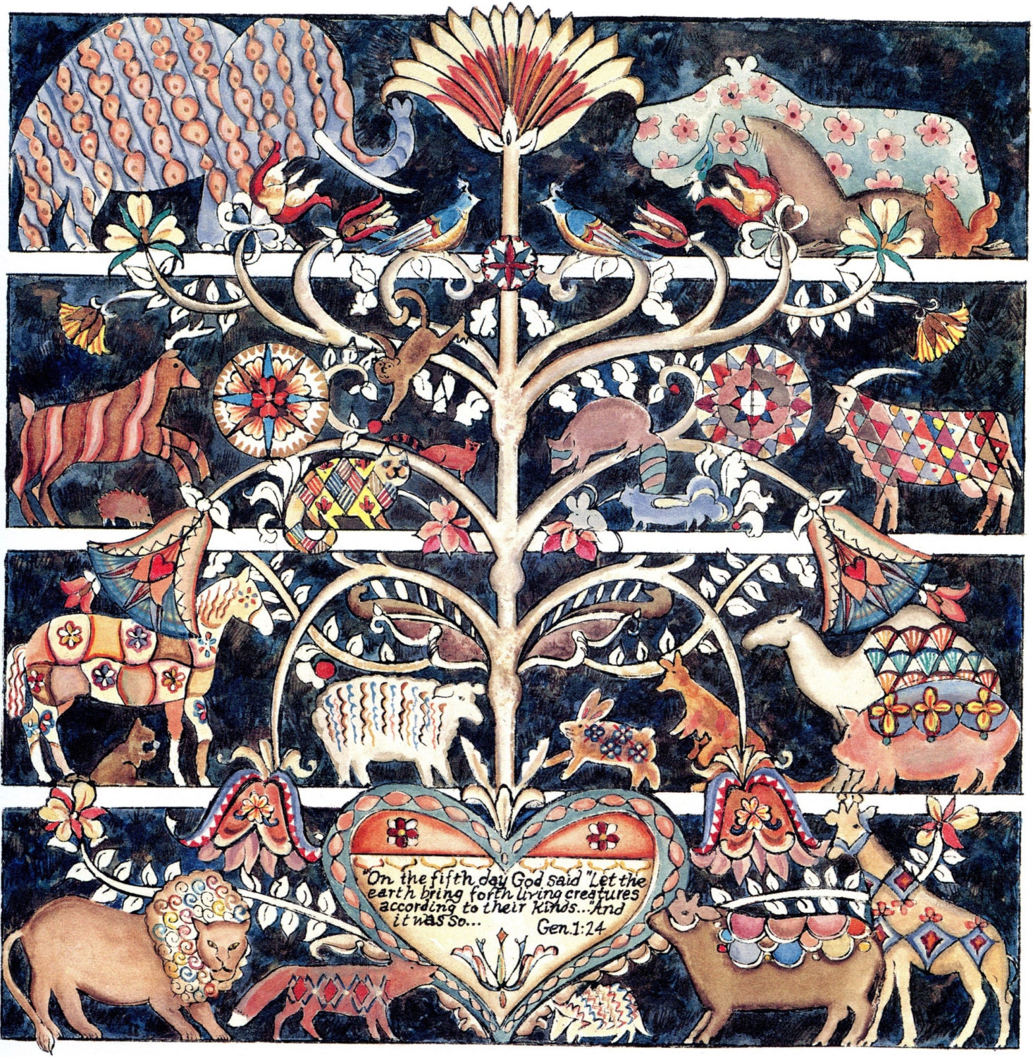 Country Pennsylvania American folk art Fraktur tree of life Etsy