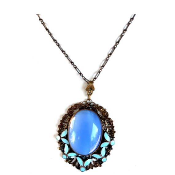 Gorgeous Art Deco pendant statement necklace with… - image 3