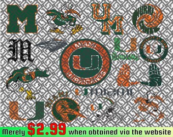 Pacchetto squadra Miami-Hurricanes Svg, Squadre N-C-A-A SVG, N-C-A-A Svg, Png, Dxf, Eps, Download istantaneo