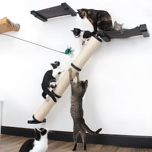 Cat Scratching Pole, Wall Mounted Cat Furniture, Angled Pole, Cat Wall Scratcher, Cat Scratching Furniture image 6