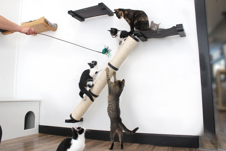 Cat Scratching Pole, Wall Mounted Cat Furniture, Angled Pole, Cat Wall Scratcher, Cat Scratching Furniture image 6