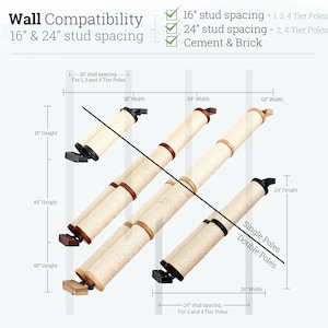 Cat Scratching Pole, Wall Mounted Cat Furniture, Angled Pole, Cat Wall Scratcher, Cat Scratching Furniture image 8