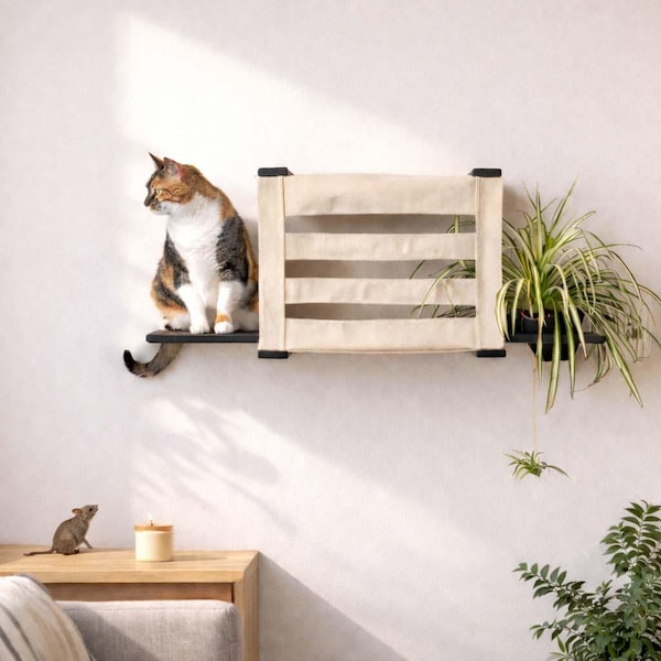 Deluxe Wall Mounted Cat Cubby - Feeder or Planter, Cat Hammock, Cat Hiding Area, Cat Tree Alternative