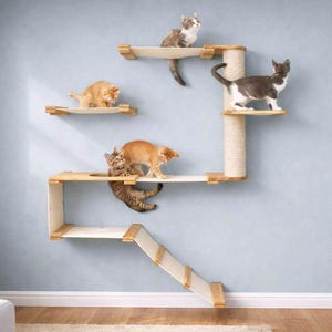 Deluxe Wall Mounted Cat Fort – Cat Hammock, Cat Tree Alternative, Sisal Pole, Scratching Pole, Cat Condo