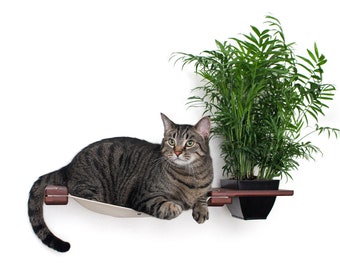 Hamac pour chat avec jardinière - Lit mural pour chat, hamac mural pour chat, meubles pour chat