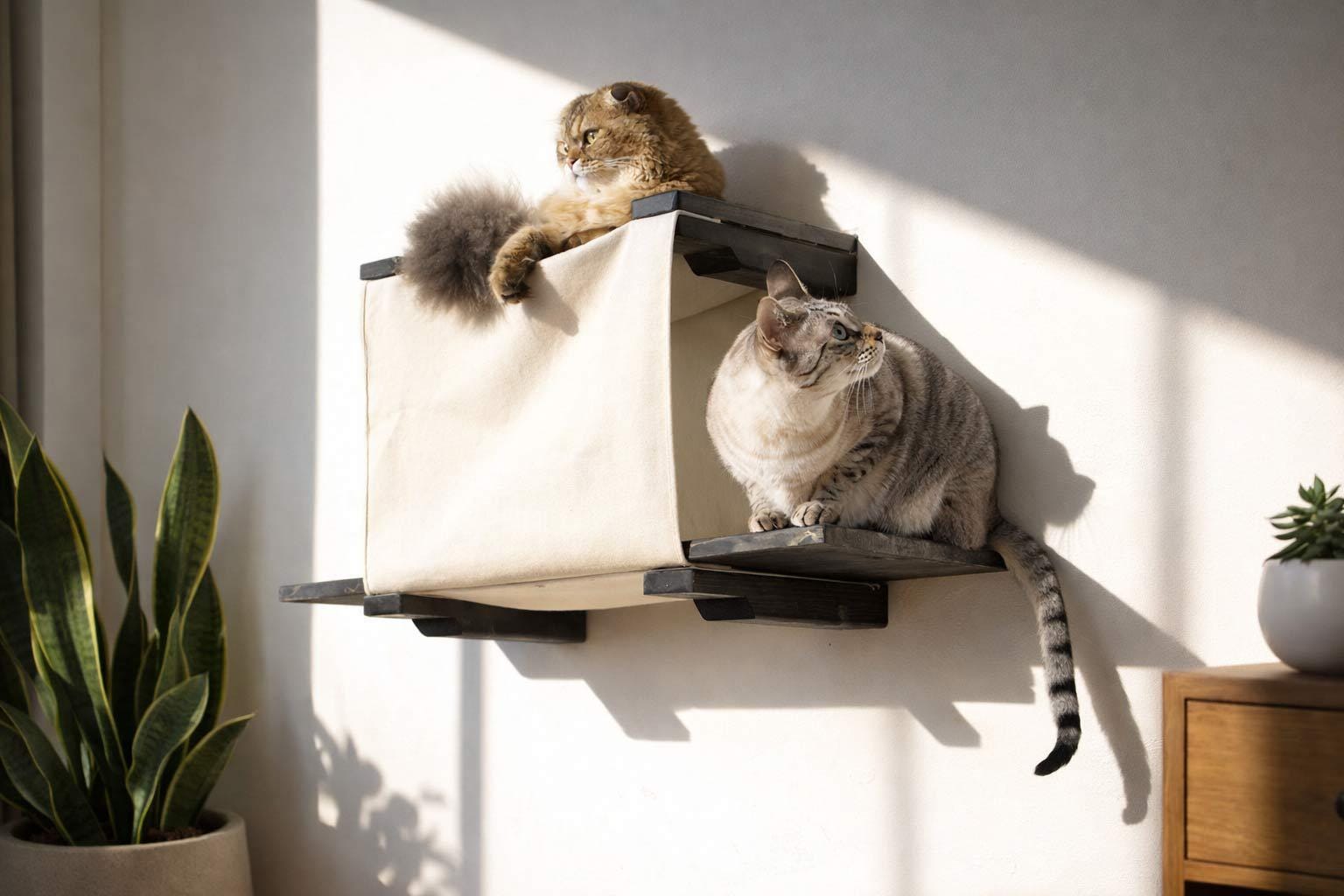 Modern Wall Mounted Cat Bed - Cubby, Floating Shelf, Perch, Hammock, Tree Alternative