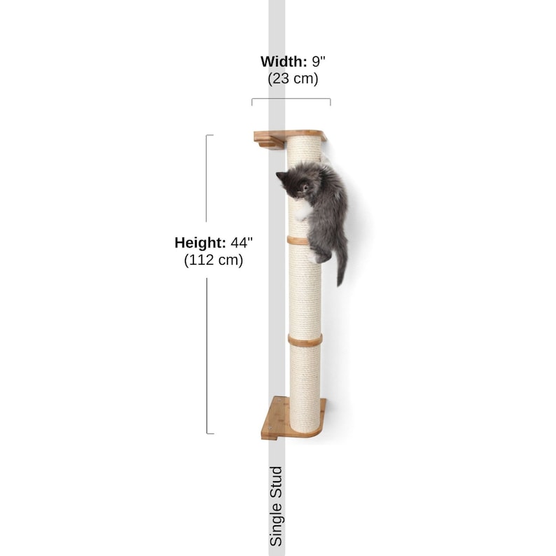 Cat Scratching Pole Cat Furniture Wall Mounted Cat Sisal Pole Cat Climbing Cat Scratching Furniture Cat Scratcher Catastrophic Creations 3-Tier