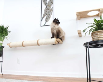 Cat Scratching Pole, Wall Mounted Cat Furniture, Cat Wall Scratcher, Horizontal Pole, Cat Scratching Furniture