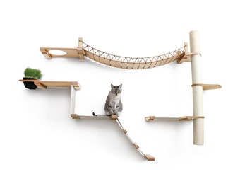 Expedition Cat Condo Cat Tree Hammock Bridge Escape Hatch Scratching Pole Wall Mounted Multi-Level Activity Center | Catastrophic Creations