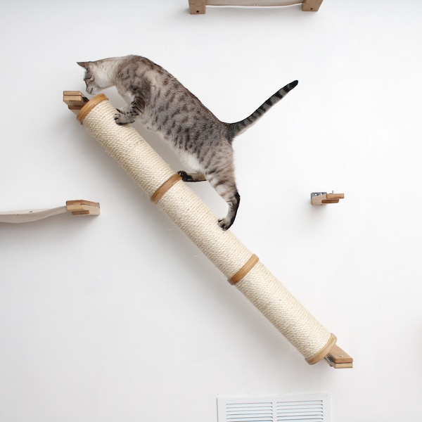 Cat Scratching Pole, Wall Mounted Cat Furniture, Angled Pole, Cat Wall Scratcher, Cat Scratching Furniture