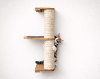 Deluxe Sisal Pole With Cork Traction Pads - Sisal Pole, Wall Mounted Cat Furniture, Cat Tree Alternative
