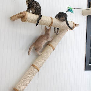 Cat Scratching Pole, Wall Mounted Cat Furniture, Angled Pole, Cat Wall Scratcher, Cat Scratching Furniture image 3