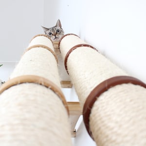 Cat Scratching Pole, Wall Mounted Cat Furniture, Angled Pole, Cat Wall Scratcher, Cat Scratching Furniture image 4