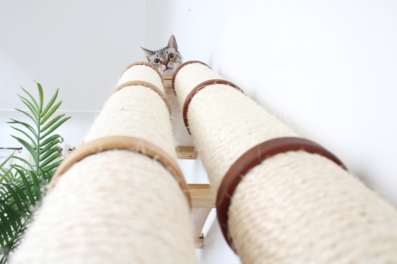 Cat Scratching Pole, Wall Mounted Cat Furniture, Angled Pole, Cat Wall Scratcher, Cat Scratching Furniture image 4