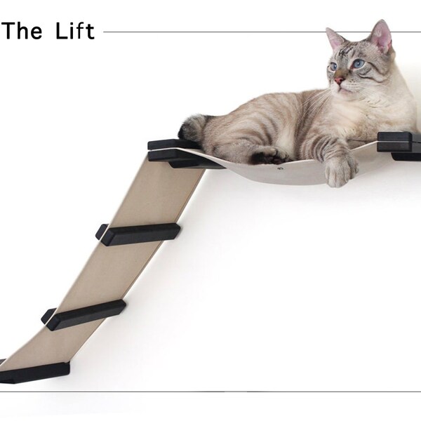 Cat Furniture Lift, Wall Mounted Cat Hammock, Modern Cat Shelves, Cat Tower Cat Bridge Cat Love Cat Climb Cat Play | Catastrophic Creations