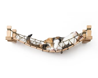 Cat Bridge With Paracord Rope - Cat Furniture Cat Sleep Cat Bed Cat Shelves Cat Shelf Cat Hammock Cat Play Cat Tree | Catastrophic Creations