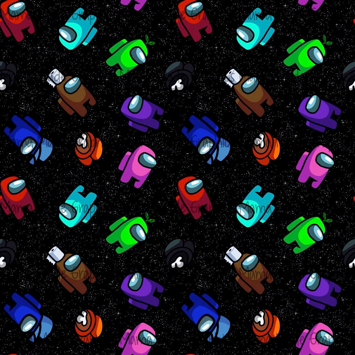 Among Us Inspired Seamless Pattern Fabric Pattern Custom Etsy