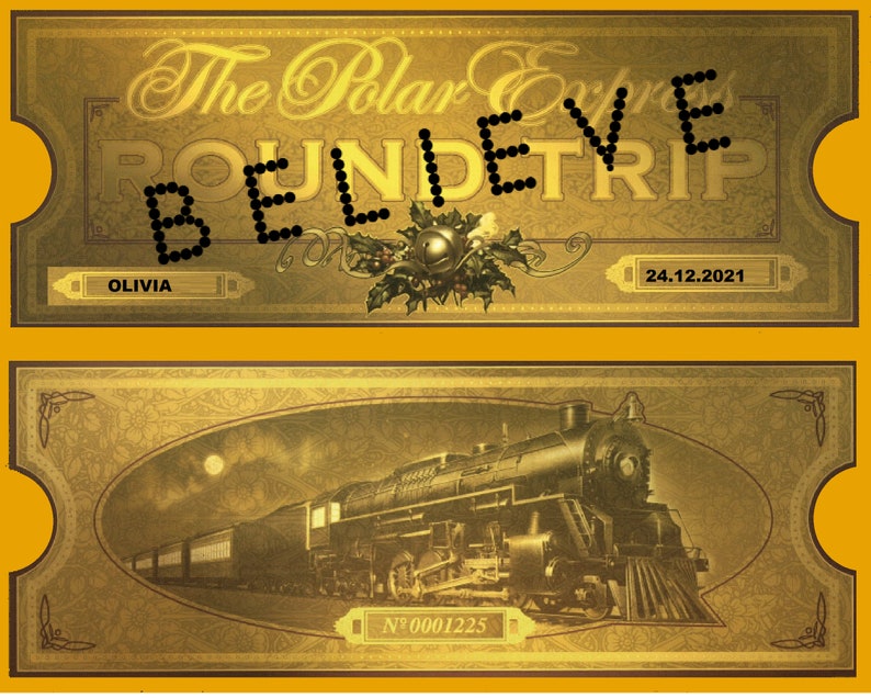 Polar Express Train Ticket PERSONALISED add name & date Punched\/Printed BLACK FRIDAY sale