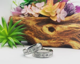 Baby Loss Ring / Mommy of an Angel / Daddy of an Angel / Angel rings (set of two bands) / Memorial Rings / Miscarriage Ring / Baby Loss Ring