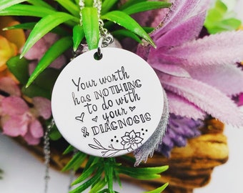 Motivational Necklace, Diagnosis Necklace, Friend Gift, Hand Stamped, Mental Health, Supportive love, You are worthy