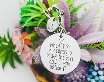 Dad Key Chain Daddy Gift Fathers Day Present Hand Stamped Dad Keychain Hand Stamped Metal Keychain Mom Mother Mommy hammer tools nailed
