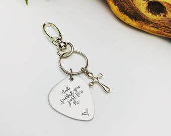 Fathers Day Gift / Dad Key Chain / Guitar Key Chain for Him / Dad Gift / Parenting Key Chain / God picked me for You / Pic Keychain